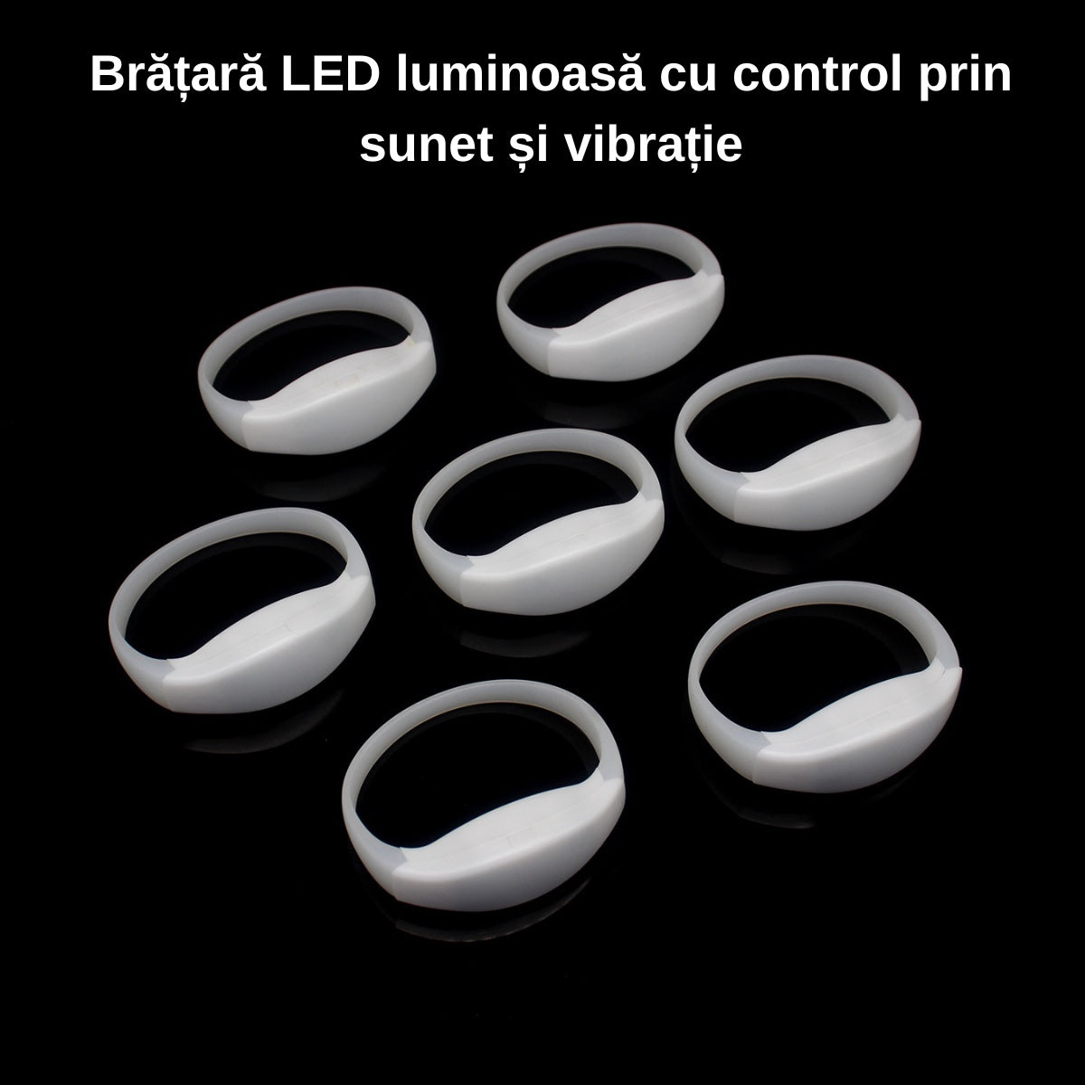 Set 10 Bratari Luminoase cu LED din Silicon TcZone®, Activare Vocala, Control pe Sunet, Ideale pentru Petreceri, Concerte, Nunti si Evenimente Speciale