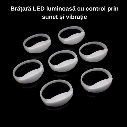 Set 10 Bratari Luminoase cu LED din Silicon TcZone®, Activare Vocala, Control pe Sunet, Ideale pentru Petreceri, Concerte, Nunti si Evenimente Speciale