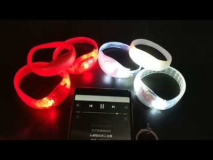 Set 10 Bratari Luminoase cu LED din Silicon TcZone®, Activare Vocala, Control pe Sunet, Ideale pentru Petreceri, Concerte, Nunti si Evenimente Speciale